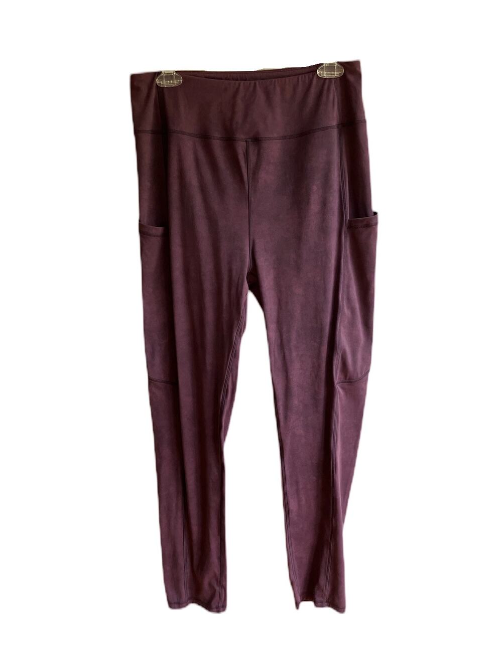 Alyth Active Dynamic Leggings Size 3X High Rise Pockets Berry Burgundy Printed
